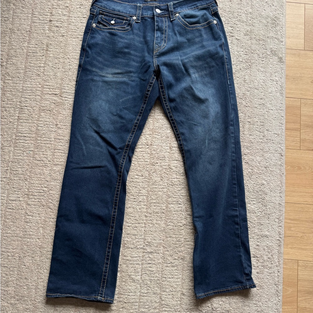 True Religion Men's Dark Blue Straight Jeans